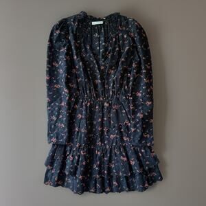 Ulla Johnson Josette Dress Women's 0 Black Floral Glam Boho